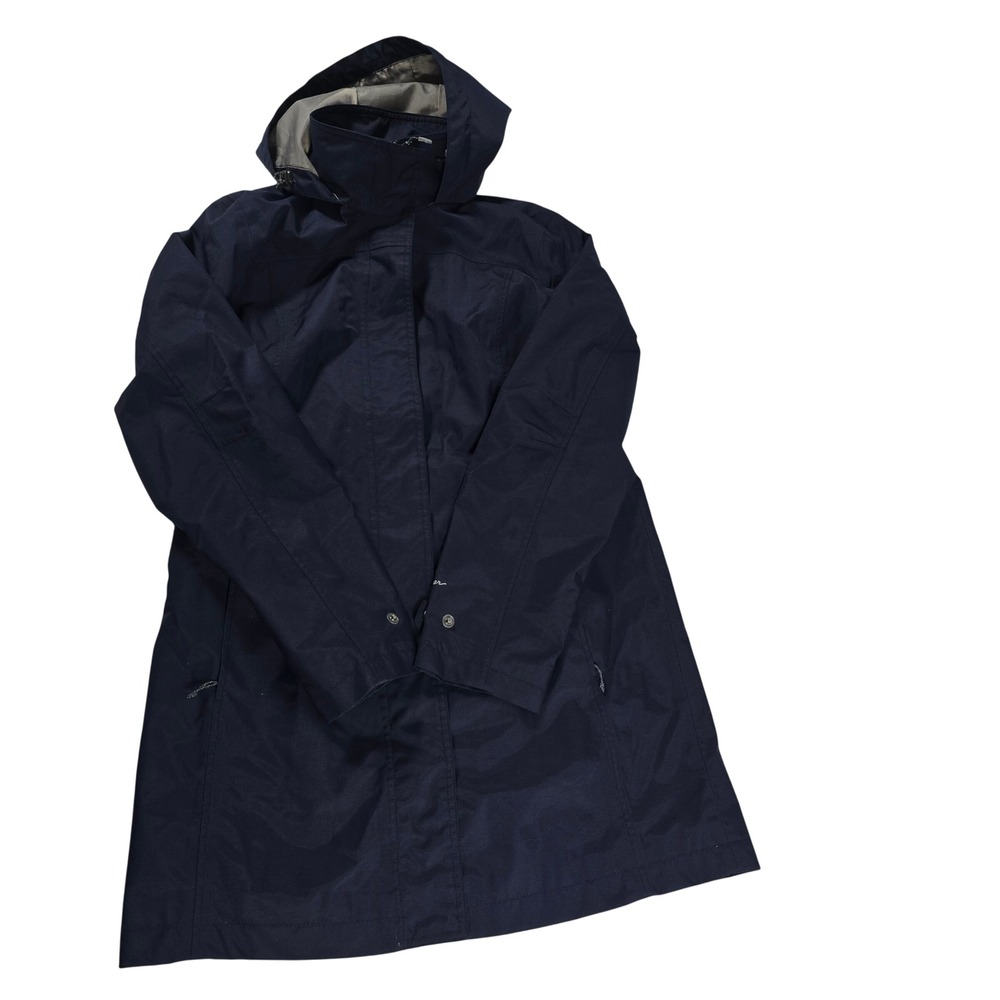 Eddie Bauer WeatherEdge Navy Blue Waterproof Hooded Rain Jacket Womens Small